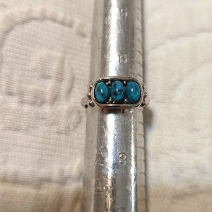 Vintage Avon Turquoise Silver Adjustable Ring